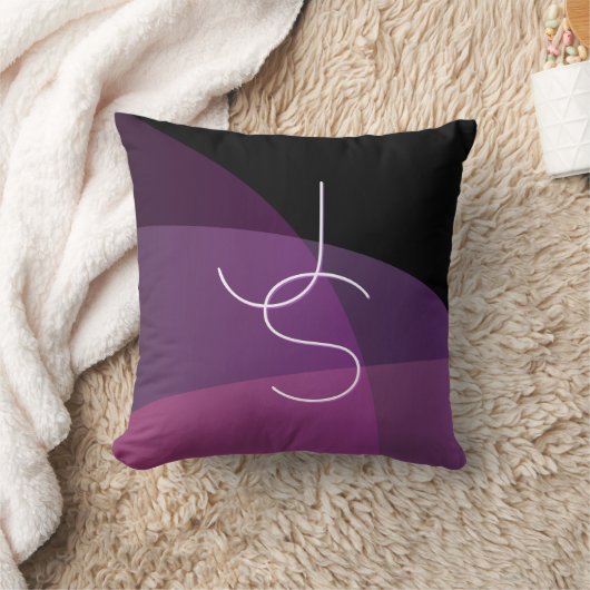 重複するイニシャル |紫モダンとピンク クッション (ブランケット)