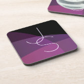 重複するイニシャル |紫モダンとピンク コースター (左側)