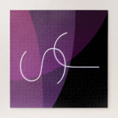 重複するイニシャル |紫モダンとピンク ジグソーパズル (横)