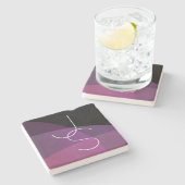 重複するイニシャル |紫モダンとピンク ストーンコースター (横)