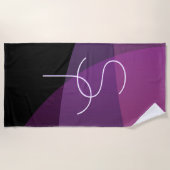 重複するイニシャル |紫モダンとピンク ビーチタオル (正面)