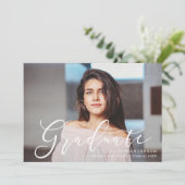 重要なスクリプト紫の写真卒業 案内状 (スタンド正面)