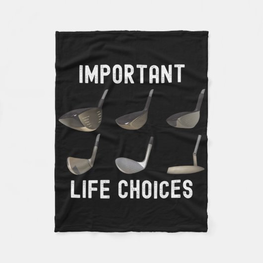 重要な人生の選択ゴルフおもしろいユーモアのゴルフ場 フリースブランケット (正面)