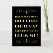 重要な誕生日ヴィンテージ入力金ゴールド 箔グリーティングカード (正面)