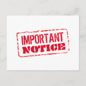 重要な通知ヴィンテージ赤インクゴム印 ポストカード (正面)