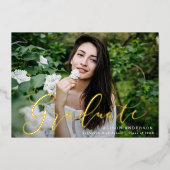 重要な金箔スクリプトの卒業発表 箔招待状 (正面)