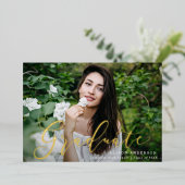 重要な金箔スクリプトの卒業発表 箔招待状 (立ち正面)