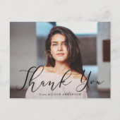 重要な黒のスクリプト写真卒業ありがとう ポストカード (正面)