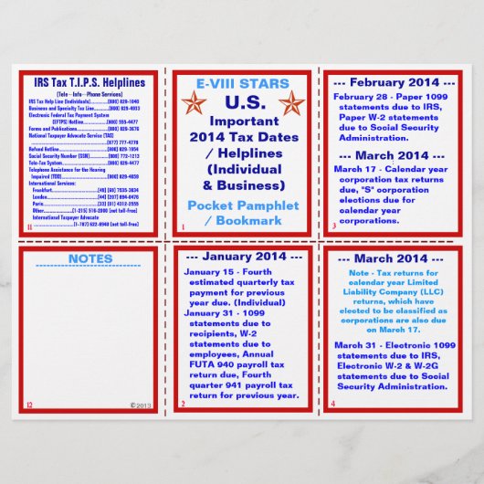 重要2014年の課税日/ヘルプリネス・パンフレット チラシ (正面)