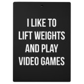 重量とビデオ遊ゲームの持ち上げ – ゲームトレーニング クリップボード (裏面)