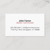 重量の栄養士の食糧ダイエットDietologist 名刺 (裏面)