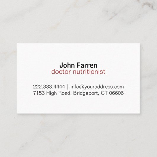 重量の栄養士の食糧ダイエットDietologist 名刺 (裏面)