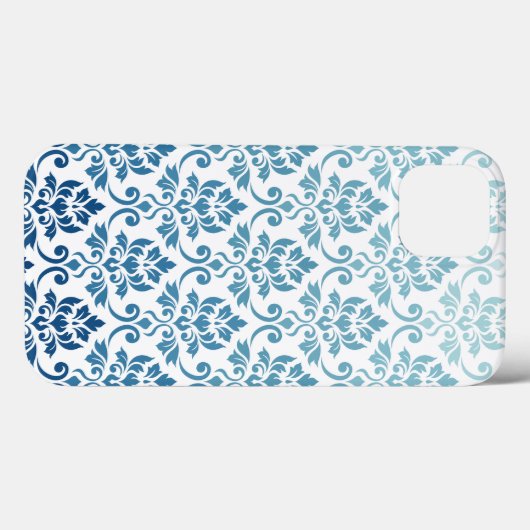 重量のFeuilleのダマスク織パターン勾配Dkの青ティール(緑がかった色) Case-Mate iPhoneケース (裏面 (横))