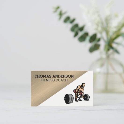 重量を持ち上げる人 |フィットネス 名刺 (スタンド正面)