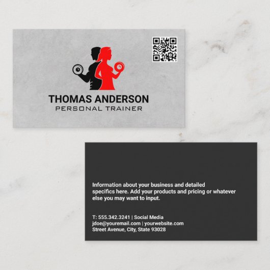 重量を持ち上げる人 | QRコード名刺 名刺 (正面/裏面)