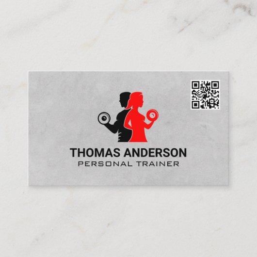 重量を持ち上げる人 | QRコード名刺 名刺 (正面)
