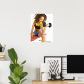 重量を持ち上げる女性 ポスター (ホームオフィス)