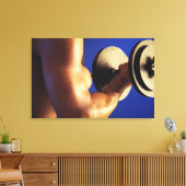 重量を持ち上げる男のクロップショット キャンバスプリント (インサイチュ (リビング))