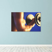 重量を持ち上げる男のクロップショット キャンバスプリント (インサイチュ (ウッドフロア))