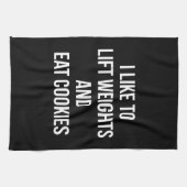 重量を持ち上げ、クッキーのおもしろいなトレーニングを食べて下さい キッチンタオル (横)