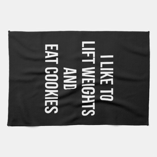 重量を持ち上げ、クッキーのおもしろいなトレーニングを食べて下さい キッチンタオル (横)