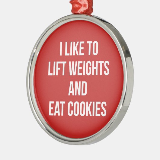 重量を持ち上げ、クッキーのおもしろいなトレーニングを食べて下さい メタルオーナメント (左)