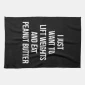 重量を持ち上げ、ピーナッツバター-おもしろいなトレーニング--を食べて下さい キッチンタオル (横)