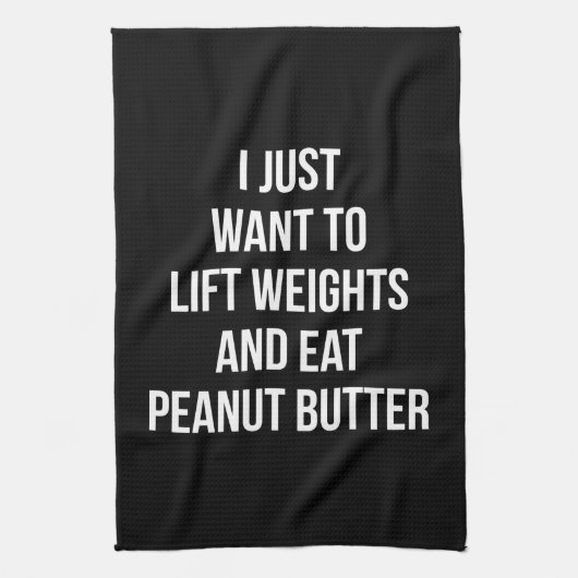 重量を持ち上げ、ピーナッツバター-おもしろいなトレーニング--を食べて下さい キッチンタオル (縦)