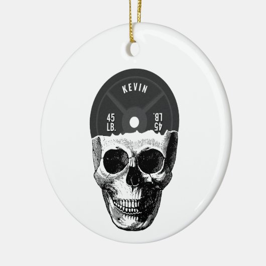 重量プレートスカル訓練フィットネスボディビル セラミックオーナメント (左)