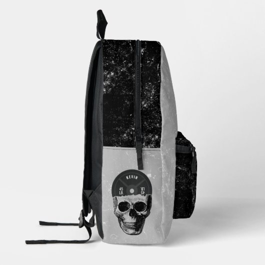 重量プレートスカル訓練フィットネスボディビル プリントバックパック (左)
