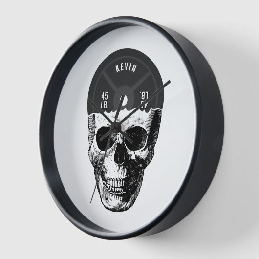 重量プレートスカル訓練フィットネスボディビル 壁時計 (傾斜)