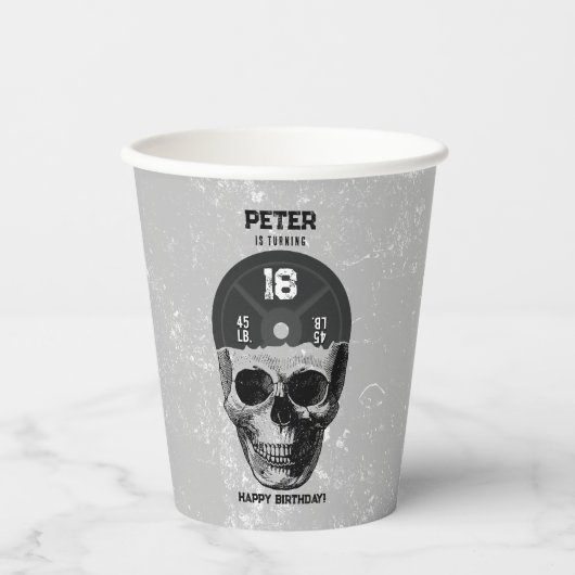 重量プレートスカル訓練ボディビル誕生日 紙コップ (正面)