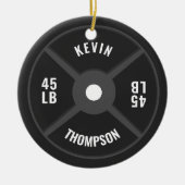 重量プレートトレーニングフィットネスボディビル名 セラミックオーナメント (正面)