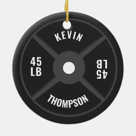 重量プレートトレーニングフィットネスボディビル名 セラミックオーナメント (裏面)