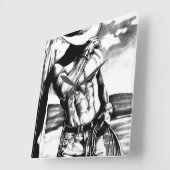 重量モダン挙げカウボーイマン スクエア壁時計 (傾斜)