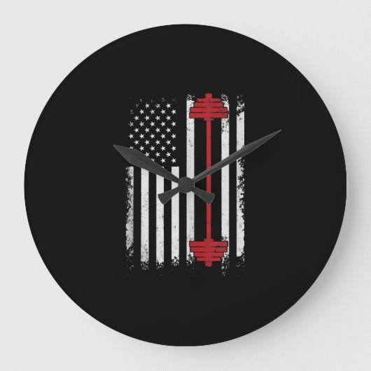 重量持上げフラットギフトトレーニング、ジム愛好家 ラージ壁時計 (正面)