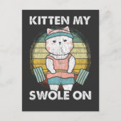 重量挙おもしろい挙げ猫ジムモチベーション動物 ポストカード (正面)