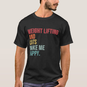 重量挙げと猫幸せおもしろい Tシャツ