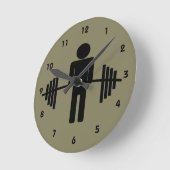 重量挙げの体育館のバーベルのフィットネスの刺激 ラウンド壁時計 (傾斜)