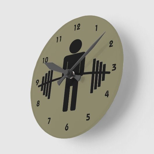 重量挙げの体育館のバーベルのフィットネスの刺激 ラウンド壁時計 (傾斜)