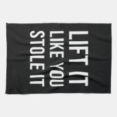 重量挙げの体育館の引用文の上昇それ白黒 キッチンタオル (横)