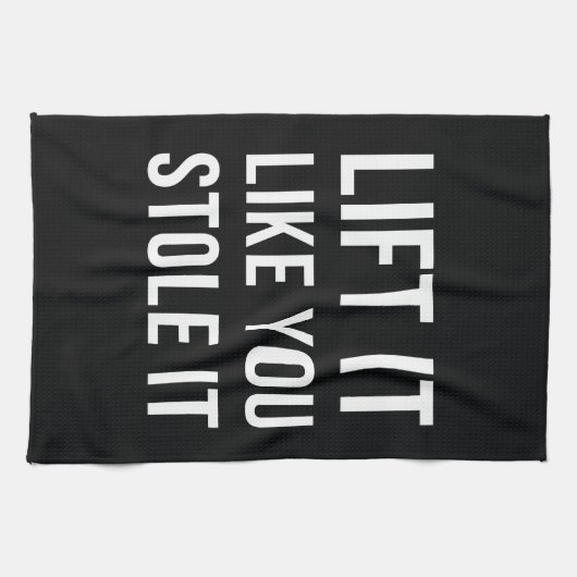 重量挙げの体育館の引用文の上昇それ白黒 キッチンタオル (横)