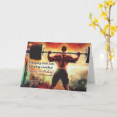 重量挙げをテーマにした誕生日カード カード (黄色い花)