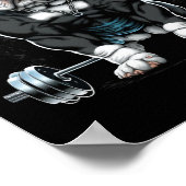 重量挙げドッグおもしろいフィットネスジムブルドッグ ポスター (角)