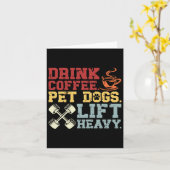 重量挙げドリンクコーヒーペットドッグリフト重い体 カード (黄色い花)