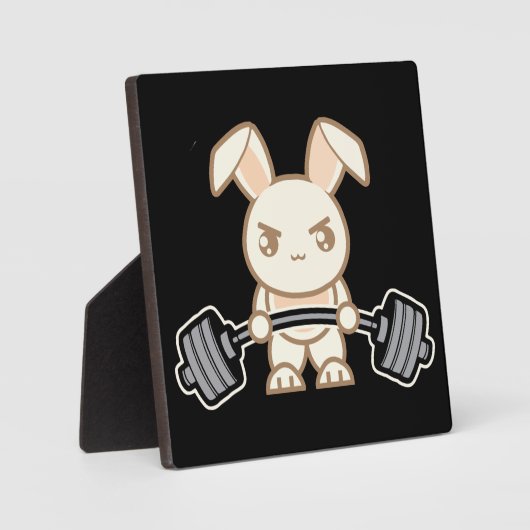 重量挙げバニー漫画 – かわいいアニメトレーニング フォトプラーク (正面)