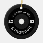 重量挙げバーベルフィットネス休日 セラミックオーナメント (正面)