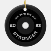 重量挙げバーベルフィットネス休日 セラミックオーナメント (裏面)