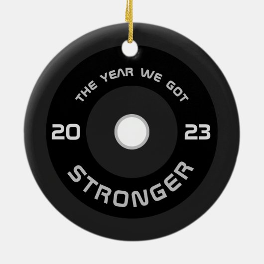 重量挙げバーベルフィットネス休日 セラミックオーナメント (裏面)