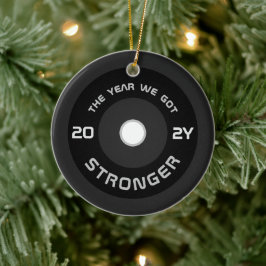 重量挙げバーベルフィットネス2022写真クリスマス セラミックオーナメント